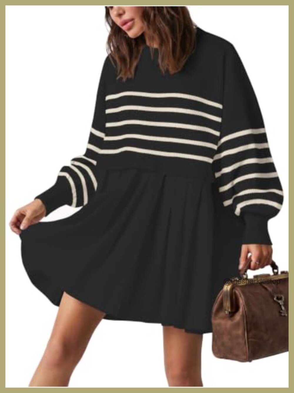 Oversized Sweater Dress Viscose Cotton Nylon Mini Crewneck Pullover